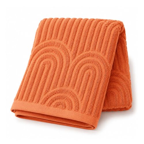 Image of Dixiwuje 1 Pc Caramel 3D Arched Stripes Jacquard Hand Towel Home Decor