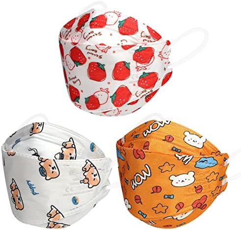 KKmier FFP2 Mask 30pcs, Small Size Certified Disposable Masks Cartoon Print FFP2 Face Mask, 4-Layer Filters Particles94%, Individually Wrapped, EN 149:2001+A1:2009