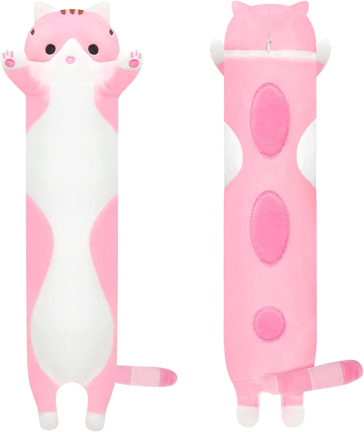 Cat Pillow Plush Cartoon Kitty Sleeping Hugging pillow, Cuddly Soft Long Kitten Body Pillow Doll Cat Toy for Kids Girlfriend(50cm pink)