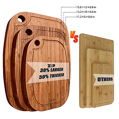 Zvp Extra Thick Bamboo Cutting Board For Kitchen 5 Pack, Extra Large Wood Chopping Board Set With Multifunctional Kitchen Scissors, Storage Holder, For Meat Cheese And Vegetables, Walnut Brown #TOP1