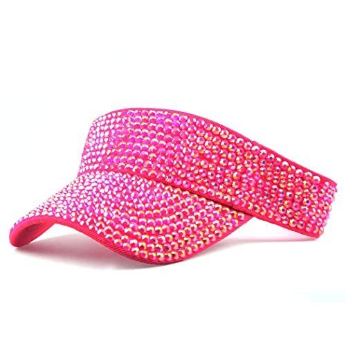 Image of Gudessly Shiny Rhinestones Sport Sun Visor Adjustable Summer Cap Visor Caps for Women Men