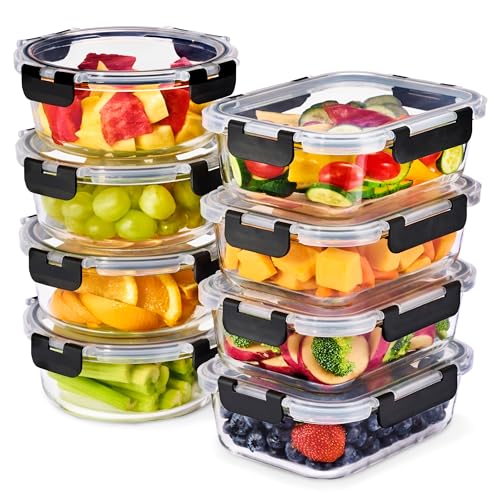 Sorbus Glass Meal Prep Containers, Dishwasher and Oven Safe Reusable Meal Prep Containers, Freezer Safe Glass Food Storage Containers with Airtight Lids