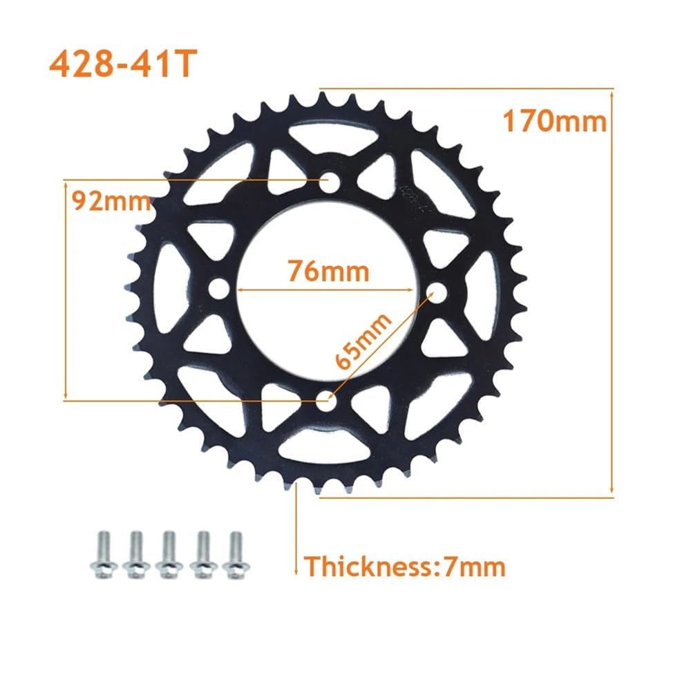 strony 17MM 14T 15T 16T 17T zębatka przednia zębatka + 76mm 41T 428 zębatka tylna + 428 106 ogniw łańcucha pasuje do quad atv Dirt PIT PRO rower ATV(106 Chain Links)
