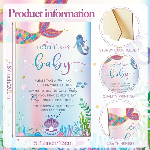 Image of Patelai 321 Pcs Mermaid Baby Shower Decorations A Mermaid Is on The Way Baby Shower Decorations Don't Say Games 5 Set Serve 50 Guests for Under The Sea Gender Reveal Birthday Party Supplies