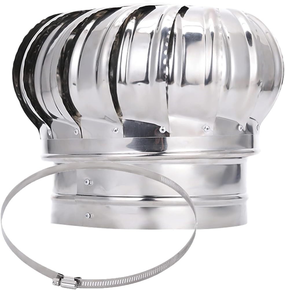 EJGMCNSGB Stainless Steel Rotating Chimney Cap with AntiDowndraught Spinner Bird Guard & Rain/ow ProtectUniversal Fit for 160mm (6.3 Inch) Chimneys