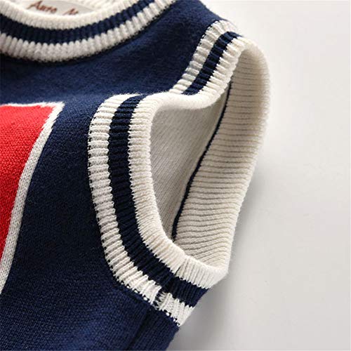 Kids Boys Knit O-Neck Sports 23 Sweater Vests Cotton Fit Casual Pullover Navy4