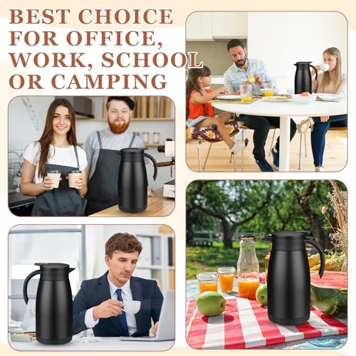Image of Norme 2 Pcs Thermal Coffee Carafe Insulated Stainless Steel Coffee Carafe for Hot Liquid Vacuum Thermal Pot Creamer Pitcher Dispenser with Brushes Keeping Hot Water Milk(Black,34 oz)