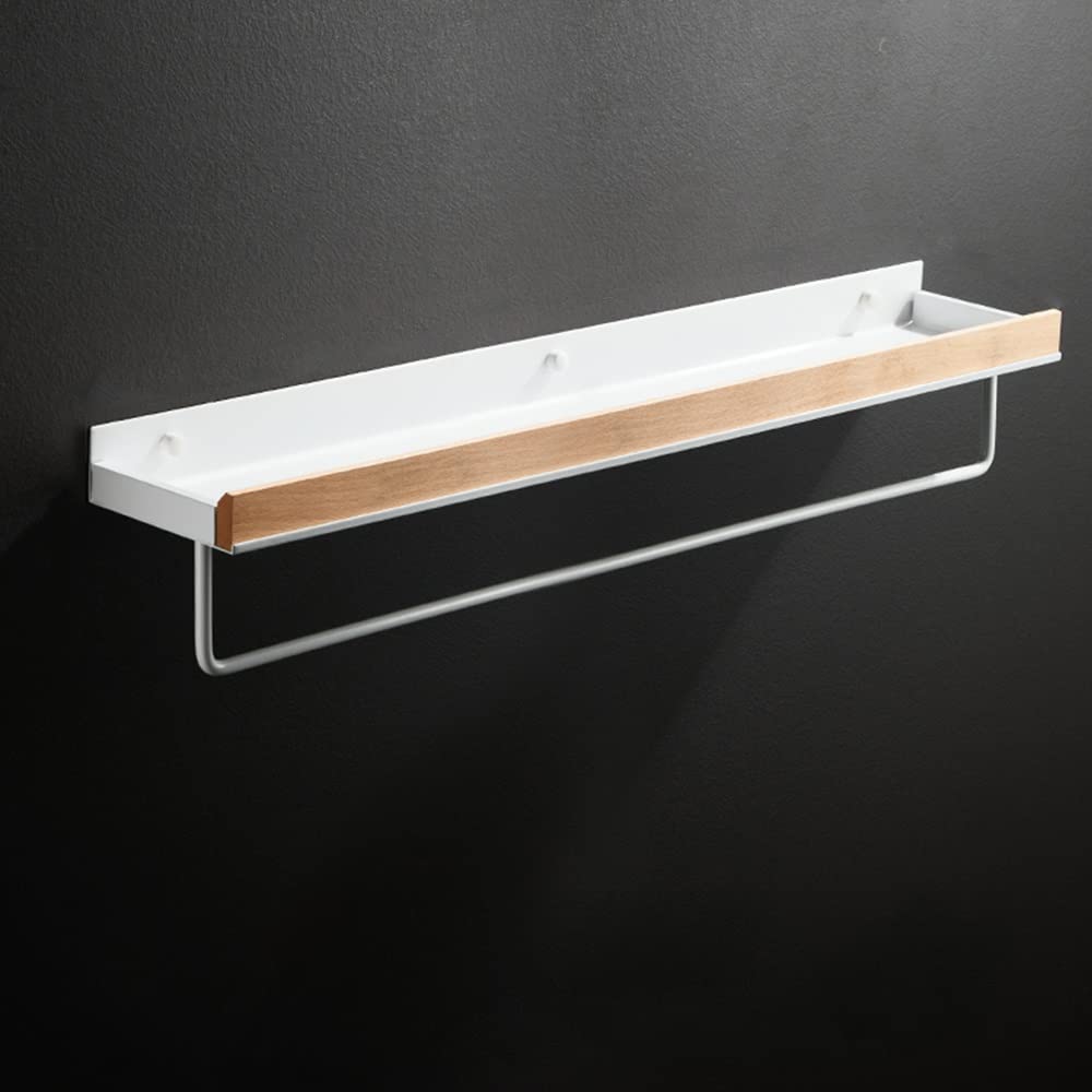LUUYYI Multifunctional Shower Caddy Solid Wood Bathroom Floating Shelves Cosmetic Storage Rack Wall Mounted Space Aluminum Kitchens Bedroom
