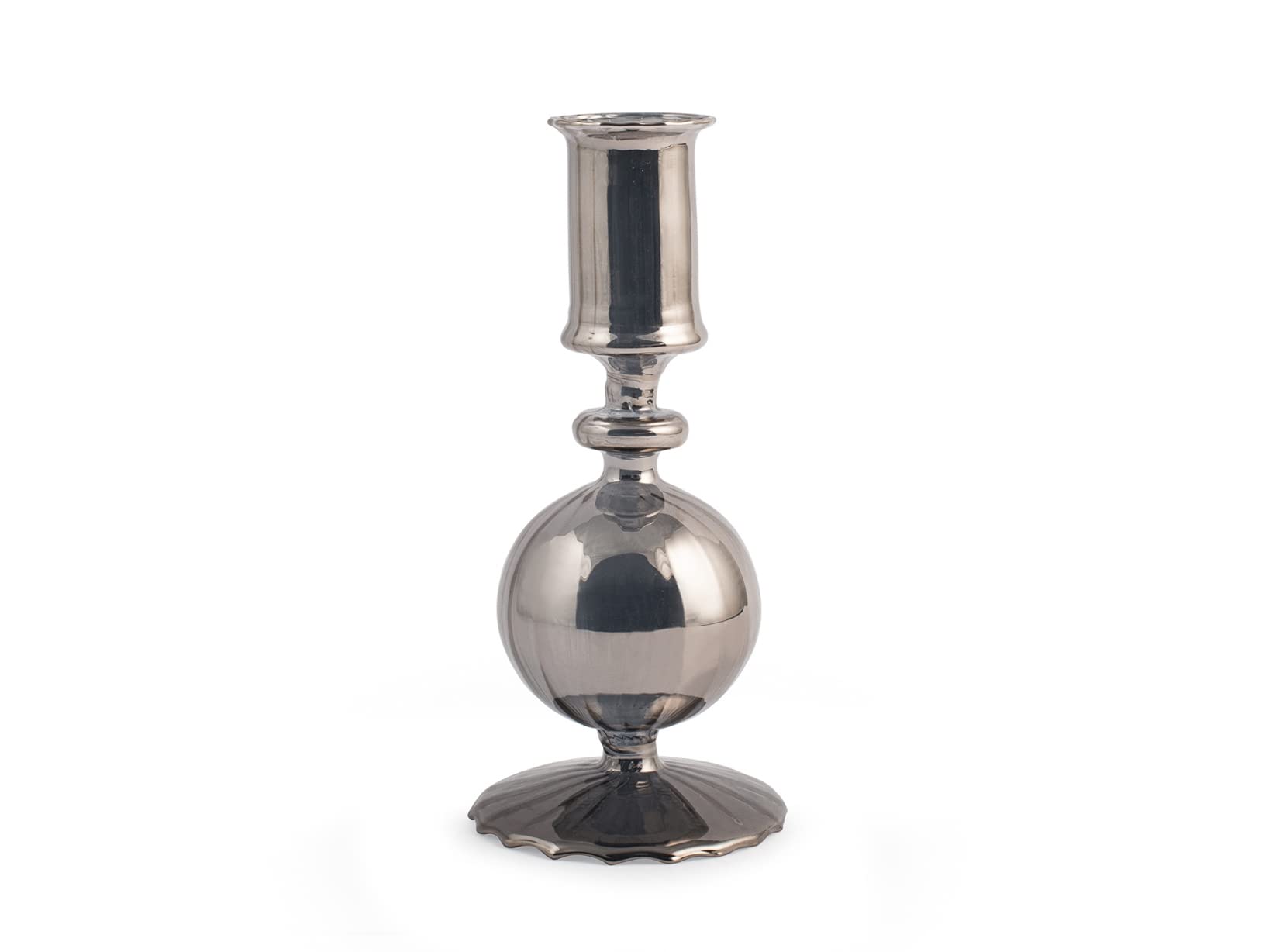 H&H Candle Holder, Glass, Grey, cm7xH16,5