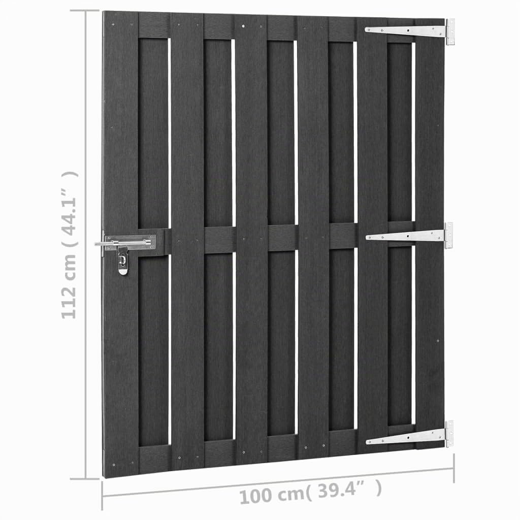 vidaXL Puerta de Jardín Cancela Valla Verja Patio Entrada Terraza Exterior Cerca Cerradura Robusta Estable Duradera de WPC Gris 100x112 cm