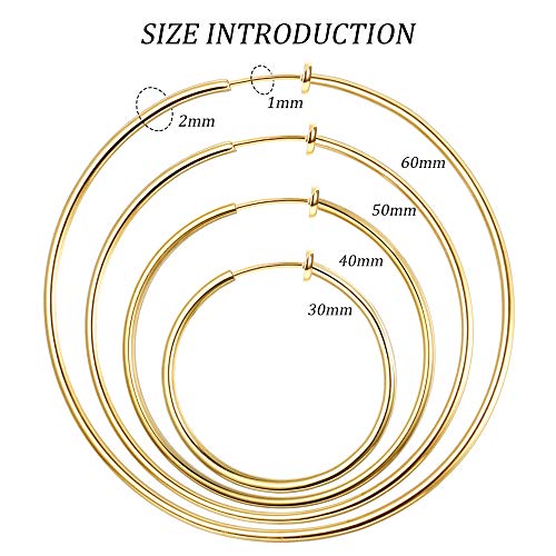 Loyallook 4 Pairs Stainless Steel Clip On Hoop Earrings For Women Fake Hoop Earrings Spring Hoop Earrings For Non-Pierced Ears #TOP1