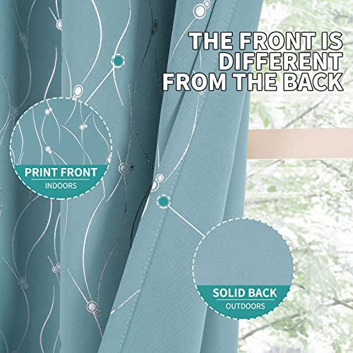 BGment Blackout Curtains 45 Inches Long, Grommet Thermal Insulated Blackout Curtains with Wave Line and Dots Printed for Bedroom, 2 Panels, Each 42 x 45 Inch, Aqua by BGment - Image 5