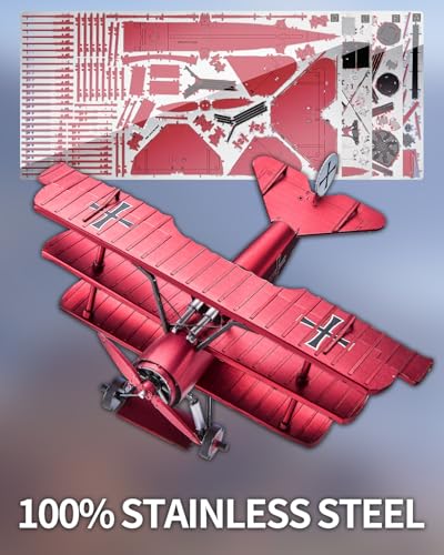 Piececool 3D Metal Puzzles for Adults, Fokker Dr-1 Triplane Metal Model Kit, Military Plane Model Kits to Build DIY Hobbies Home Decoration Best Gifts - Image 5