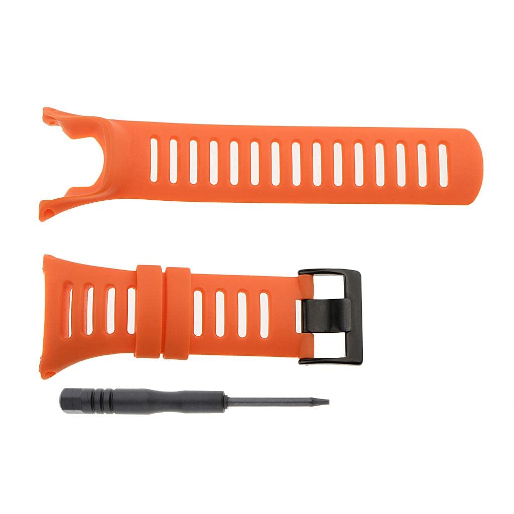 TINY STORE Rubber Wristwatch Bands for Suunto Ambit3 Ambit 2 Ambit 1 Black Orange