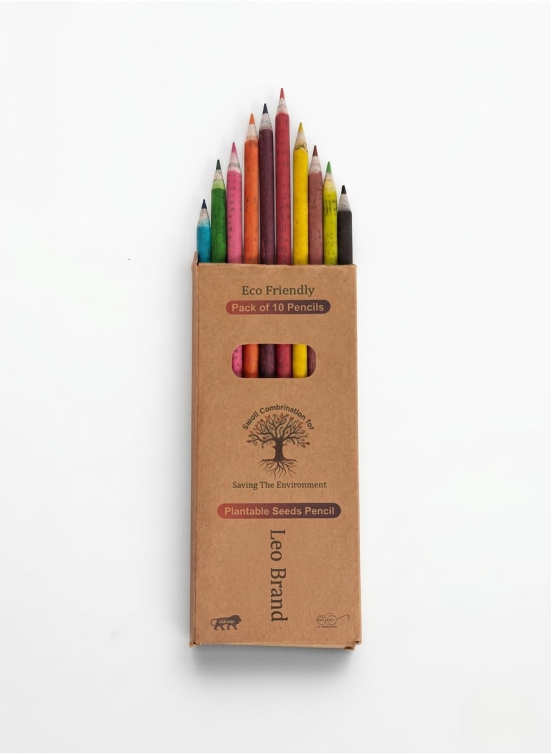 LEOBRAND UK Plantable Colour Lead Pencils, Recycled Paper, Non-Toxic, Seed-Embedded, Children & Adults, Pack of 10