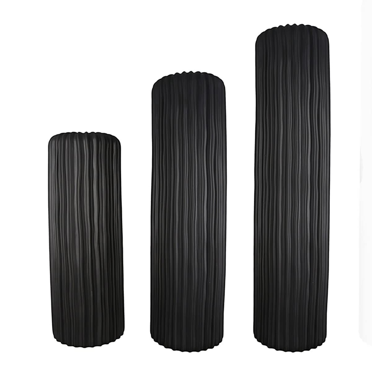Gilde 56472 Vase Fjord Matte Black Grooved Surface Structure H 76 cm D 19 cm Diameter 19 cm