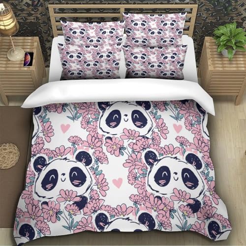 Housse de couette panda 220x240 cm parure lit microfbre - 5