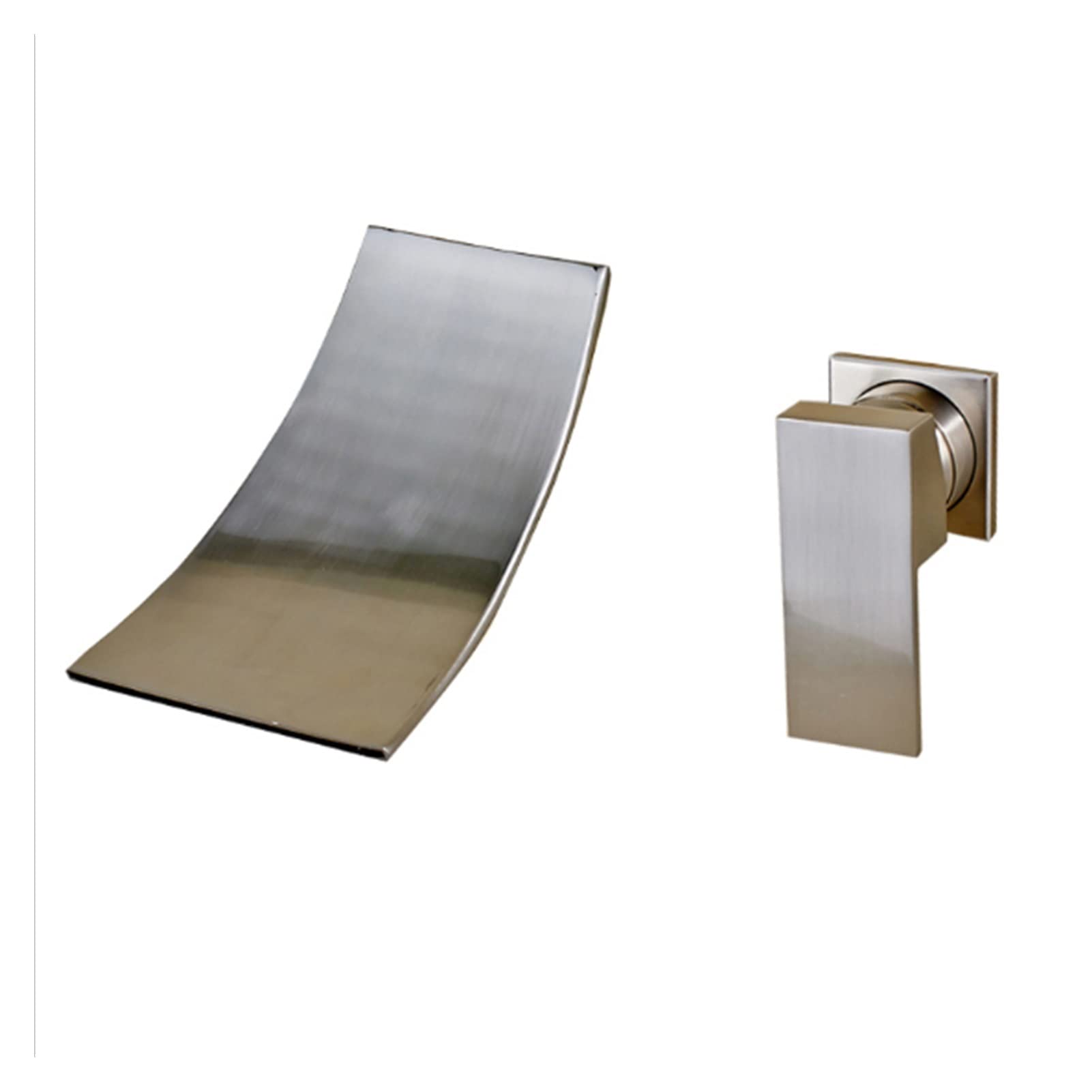Cudtapi Brushed Nickel C Bathroom Faucet Two-Piece Bathroom Basin Faucet Waterfall Gentle Effluent Wall-Mounted Hot And Cold Water(Brushed Nickel C)
