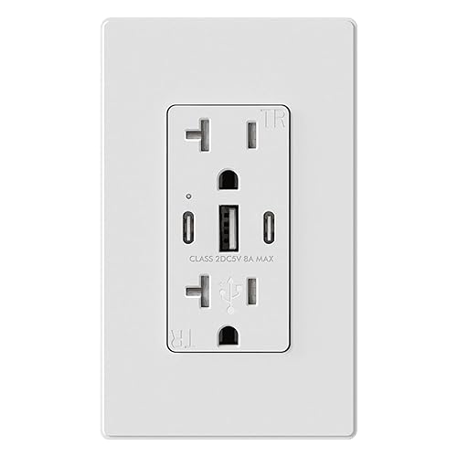 Micmi Toma de corriente USB cargador de alta velocidad de 42 A receptáculo de seguridad a prueba de niños de 15 amperios placa de enchufe de pared