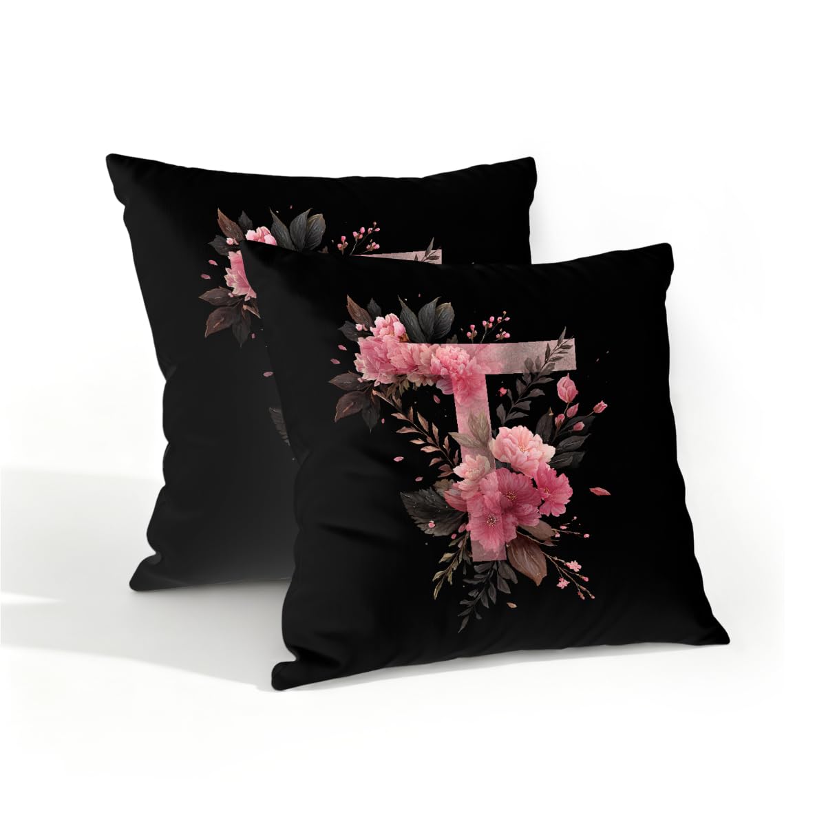 Outdoor Pillow Covers Waterproof Pillowcases 16x16in Set of 2 Boho Flower Alphabet T Decorative Throw Cushion Case for Couch Sofa Garden Patio Furniture