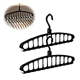 Seamless Folding Hanger, 2pcs Multifunctional 11-Hole Hanger, Premium hangars with 11 Holes for Heavy Clothes, Closet Organization Space Saving & Multi Hanging Clothing, Perfect for Household(Black)