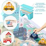 Wooden Building Blocks for Kids, Toddlers Wood Blocks City Construction Stacker Stacking Blocks with Play Mat Puzzle, Preschool Learning Educational Toys Gifts for 3+ Year Old Boy Girl