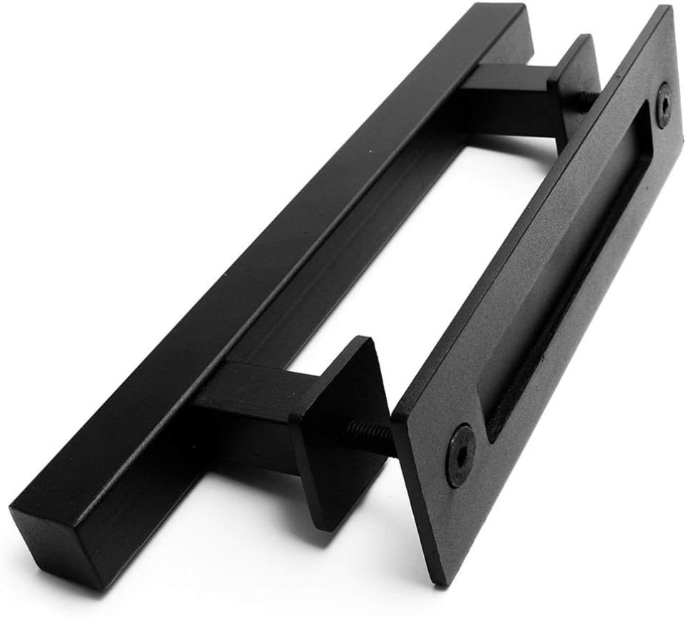 VILLCASE 1pc Heavy-Duty Carbon Steel Barn Gate Handle Black Granary Door Grip for Secure Entry and Design for Various Doors and Gates