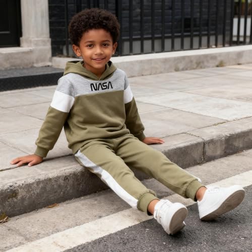 Image of 2-6T Toddler Baby Boy Clothes Long Sleeve Hooded Pullover Colorblock Sweatshirt + Pants 2pcs Fall Winter Outfit Set