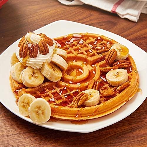 Cooked Poke Ball waffle with bananas, pecans, and whipped cream