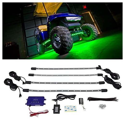 LEDGlow 4pc Standard Million Color LED Golf Cart Underglow Accent Neon Lighting Kit for EZGO Yamaha Club Car - Water Resistant Flexible Tubes - Previous Model