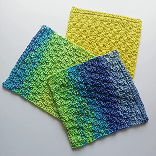 Set 3 Close Homemade Knit Dishcloths Towels Cotton Reusable Dishcloth Square Cleaning Supplies Craft Tools Hand Knitted Zero Waste #TOP5