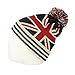 WITHMOONS Union Jack Beanie Hat British Toque Winter Pom Knit Beanies for Men Women JZP0027 (White)