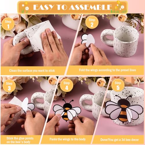 Image of FOBSME 90 Pcs 3D Bee Stickers 3 Sizes Tiny Ornaments for Honey Bee Party Wall Decal Decorations Yellow Honey Bees Clings for Home Classroom Office Fridge Window Decor Spring Summer Party Supplies