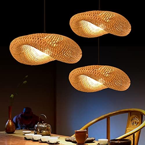 Retro Rattan Chandelier Handmade Bamboo Weaving Lamp Round Bird's Nest Pendant Light Pastoral Country Lighting Lamps Height Adjustable Restaurant Farmhouse Bamboo Art Lights,bamboo woven lights 80cm