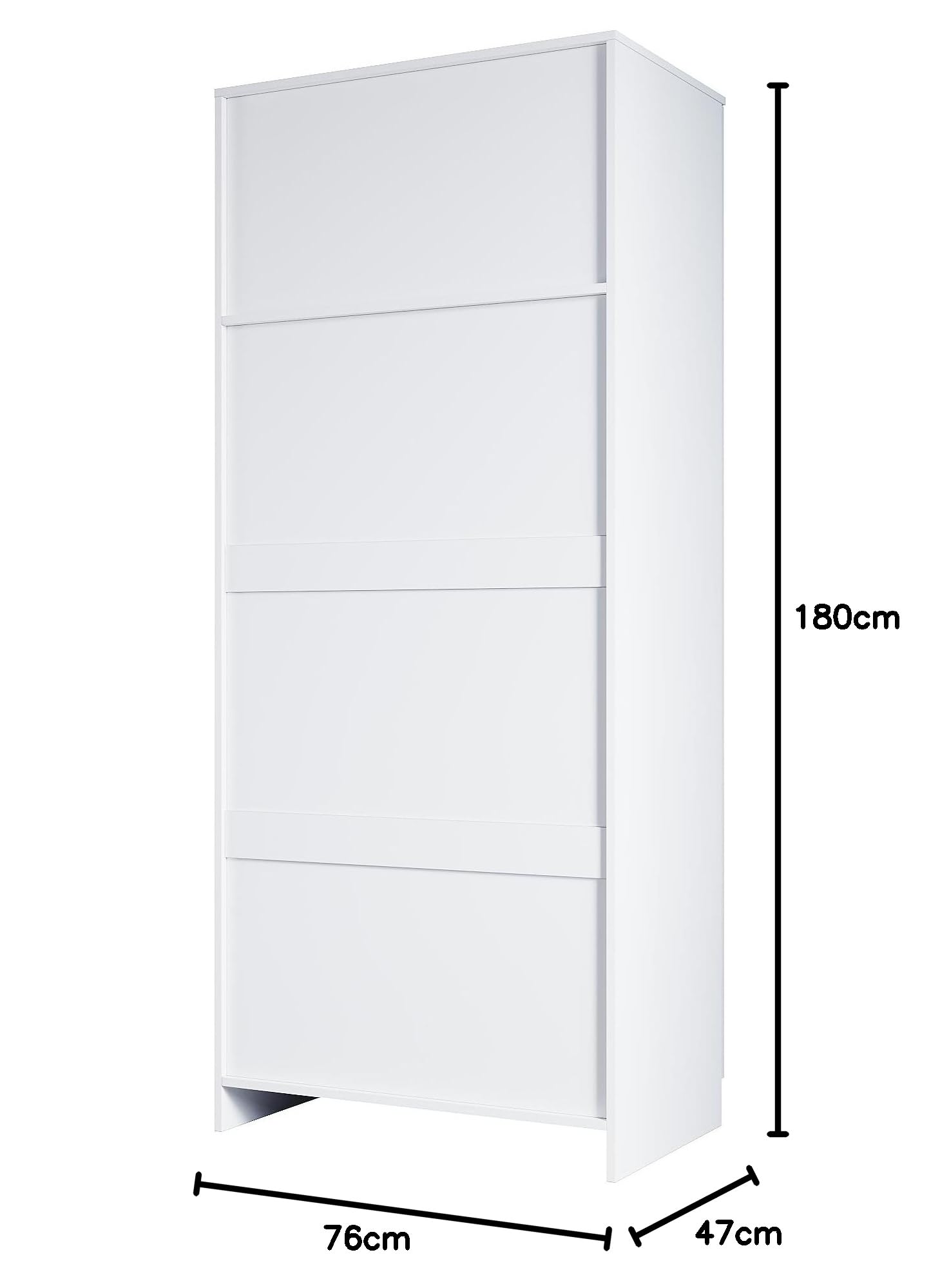 SONNI Kleiderschrank mit Spiegeltür Weiß, Vielseitiger Drehtürenschrank 2-türig für Ihr Schlafzimmer, 76cm(B) x47cm(T) x180cm(H).