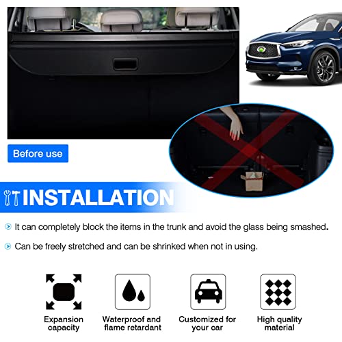 Image of Powerty Cargo Cover for 2019-2025 Infiniti QX50 Accessories, Canvas