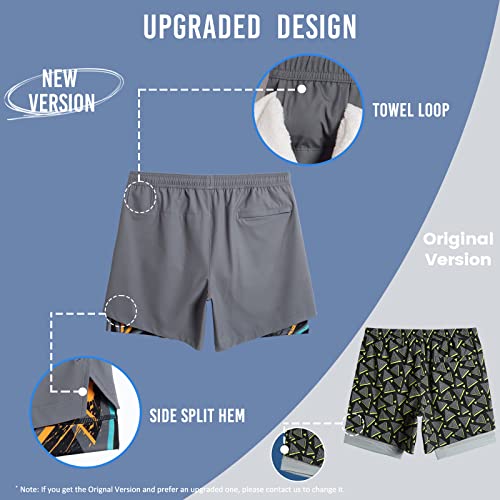 Image of maamgic Mens Workout Shorts 2 in 1 Stretch 5 inch / 7 inch Gym Shorts Running Shorts with Compression Liner Zip Pocket