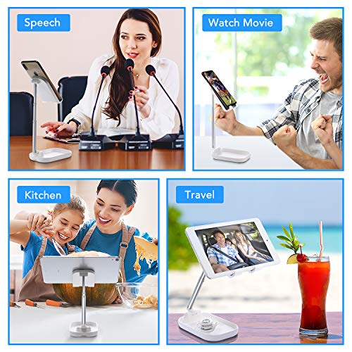 Cell Phone Stand, Foldable Phone Holder Tablet Stand for Desk, Height Angle Adjustable Phone Stand for Desk, Cell Phone Holder for Desk Compatible with All Mobile Phones,iPhone,Switch,iPad