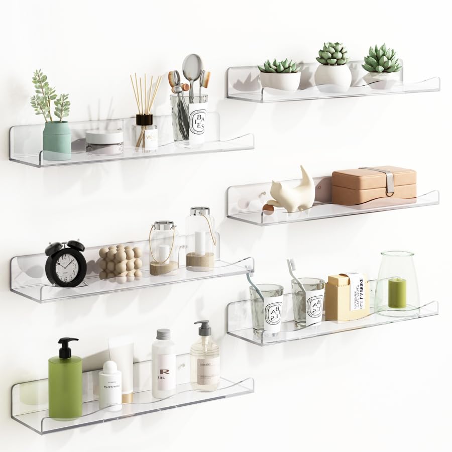 Fixwal Clear Floating Shelves Set of 6 GoTinySpace