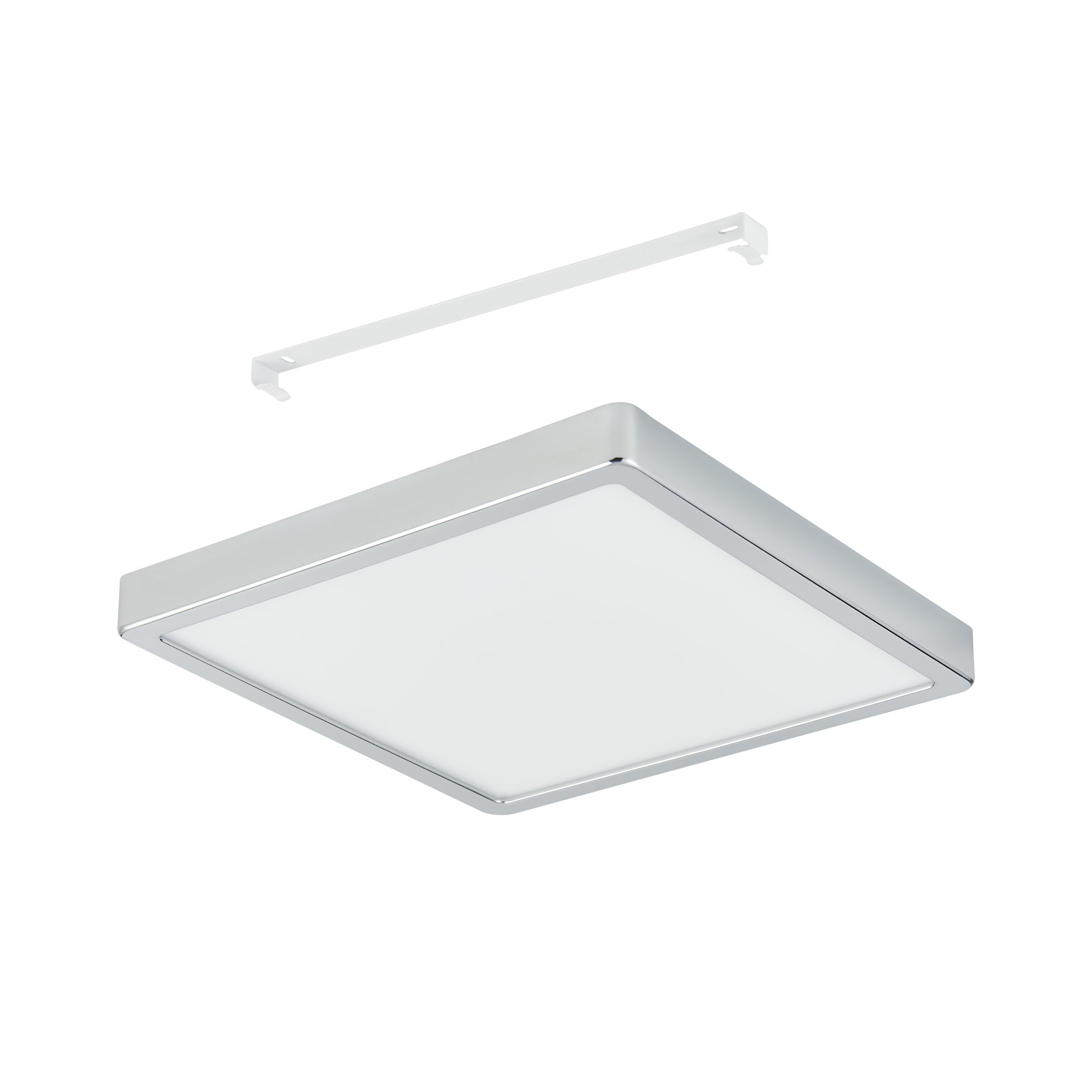 Eglo lámpara de techo LED Fueva 5, iluminación de superficie, luz de baño de metal cromado y superficie iluminada de plástico en blanco, L x A 28,5 cm, IP44