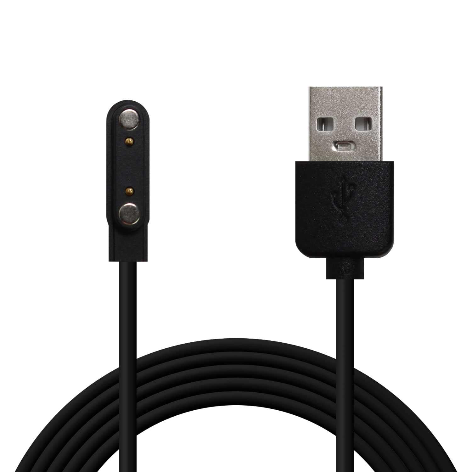 OcioDual Cable Carga Magnética Negro 2 Pines con Espaciado Separación de | 7,62mm para Smartwatch Cargador Magnético USB Dos Imanes Recambio Repuesto Reemplazo Reloj Inteligente