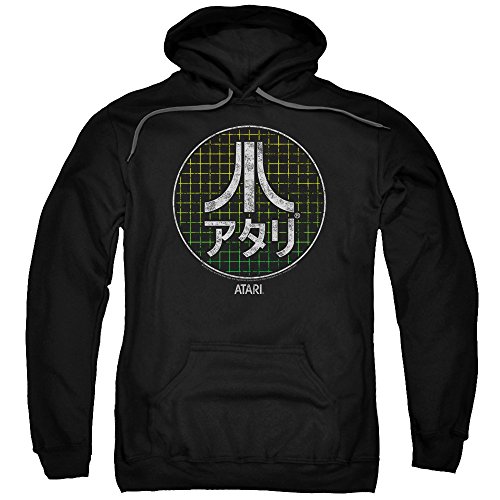 Atari - Mens Japanese Grid Pullover Hoodie, Large, Black