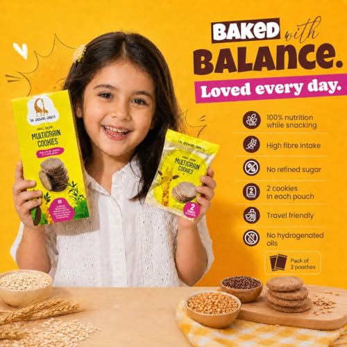 Image of The Growing Giraffe Multigrain and Ragi Cookie- Calcium-Rich Ragi, 5 Whole Grains, No Refined Sugar, No Maida, No palm oil, Nut-Free, Healthy Biscuits with jaggery and butter for Kids & Grown-Up Adults- Pack of 2