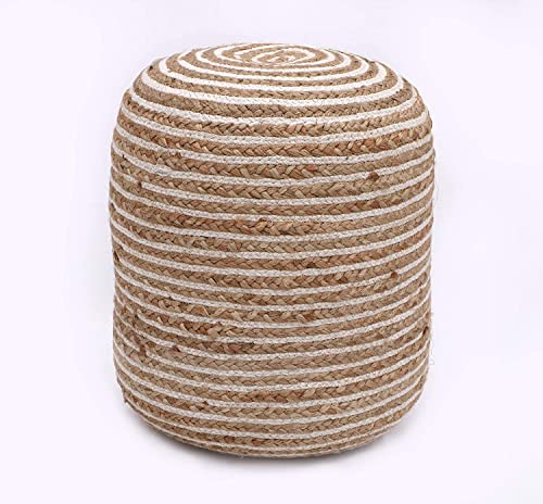 Eyes of India - 17 X 12 Small Green Patchwork Round Ottoman Pouf Pouffe Cover Floor Seating Boho Chic Bohemian Accent Indian Handmade