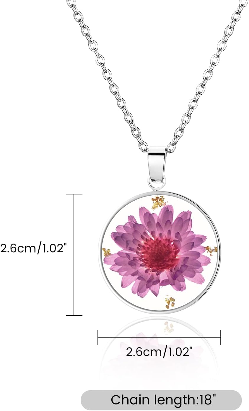 Pressed Flower Necklace Gift for Women | Personalized Handmade Necklaces | Birth Flower Necklace - Image 7