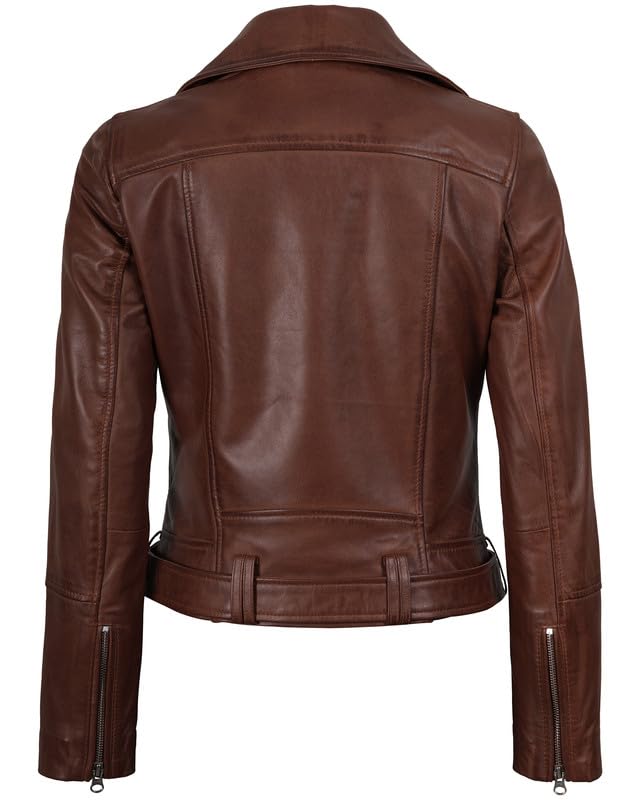 Decrum Real Leather Jacket Women – Motorcycle Style Assymetrical Leather Jacket Womens4