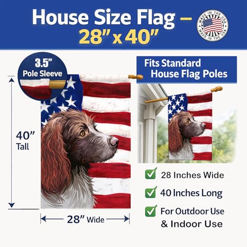 Pont-Audemer Spaniel Dog American Flag grand pavillon de maison multicolore