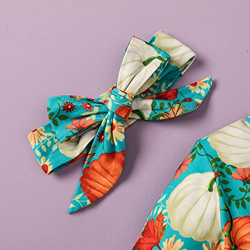 Yccutest Newborn Baby Girl Halloween Outfit Onesie Long Sleeve Cute Pumpkin Romper + Headband Toddler Infant Bodysuit Clothes (Green,0-6 Months) #TOP3