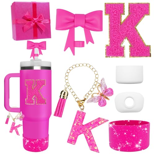 Miglaja Accessories Set for Stanley Cup Accessories - Gift Box Contain Straw Topper, Sillicone Boot, Letter Stickers and Pendants,Spill Stopper Set