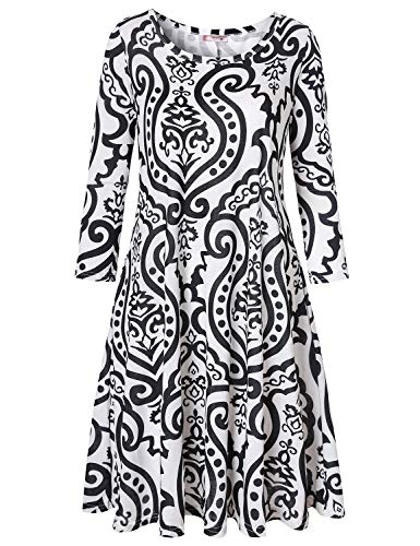 Image of Tanst Sky Womens Casual Round Neck Plus Size Floral Tunic Shirt Dress with Pockets